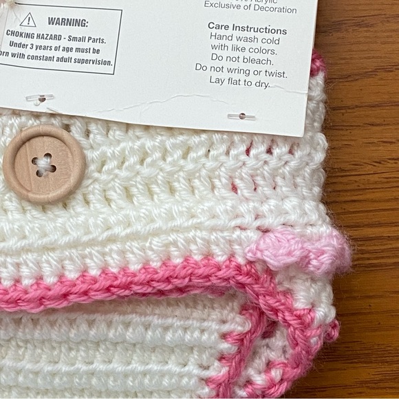 Diaper Cover size 0 6 months New NWT baby Girls boutique Pink white Crocheted - Picture 10 of 12